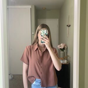 NWOT LA Hearts brown button down w/ collar